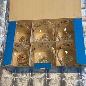 Set -6 of Gold Patterned Glass Bowls/ Ice - Cream